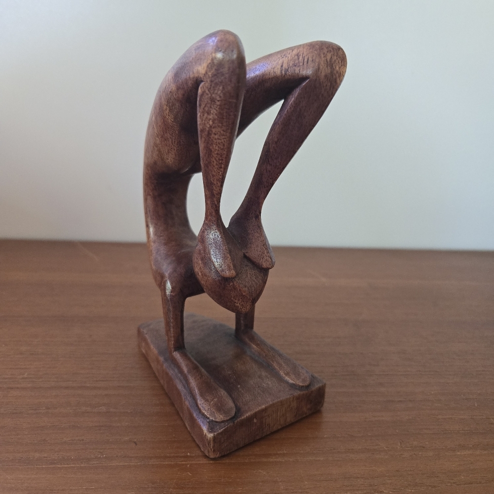 Vintage Hand Carved Sugar Wood Extreme Yoga Pose